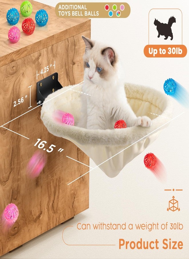 JUNSPOW Cat Hammock Wall Mounted, Foldable & Stable Cat Beds- Breathable Cats Wall Shelves for Sleeping, Playing, Climbing, and Lounging - Maximum Hold Up to 30lb（Cream,Faux Rabbit Fur） - Image 4